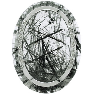 An Creative White Gold Tourmalated Quartz Pendant with Diamonds. - Click Image to Close